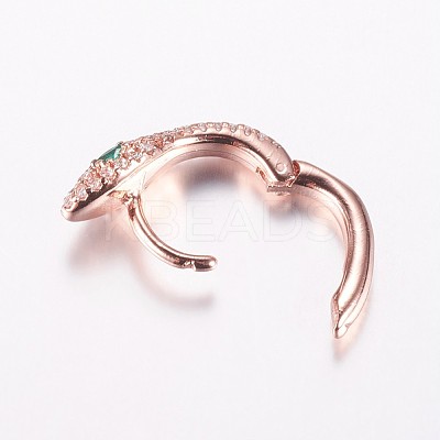 Brass Micro Pave Cubic Zirconia Hoop Earrings EJEW-F134-01RG-1
