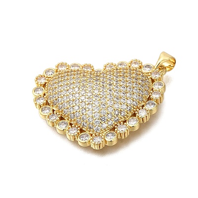 Rack Plating Brass Micro Pave Cubic Zirconia Pendants ZIRC-F142-06G-02-1