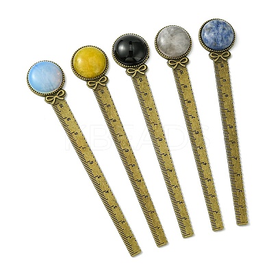 Round Tibetan Style Retro Alloy Bookmark Rulers AJEW-JK00264-1