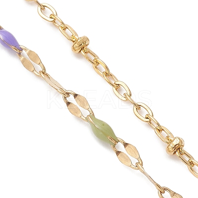 304 Stainless Steel Enamel Dapped Chain and Satellite Chain Bracelet Making AJEW-JB01562-1