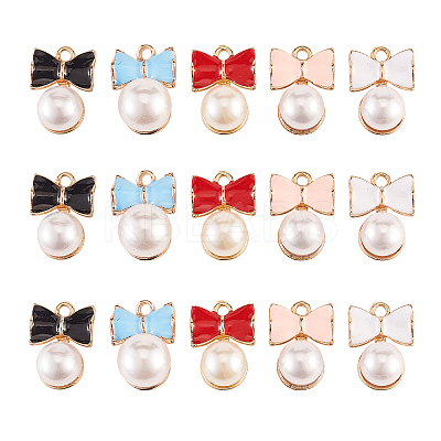 50Pcs 5 Colors Zinc Alloy Enamel Pendants ENAM-CJ0001-78-1