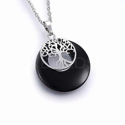 Natural & Synthetic Mixed Stone Pendant Necklaces NJEW-P228-A-1