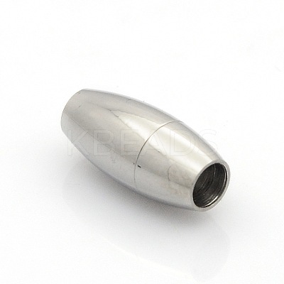 Tarnish Resistant 304 Stainless Steel Smooth Surface Magnetic Clasps with Glue-in Ends Fit 4mm Cords STAS-O042-11-1