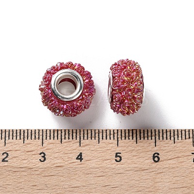 AB Color Resin Rose Flower European Beads RESI-M001-05L-1