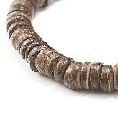 Flat Round Coconut Beads Stretch Bracelets Set BJEW-JB07010-1