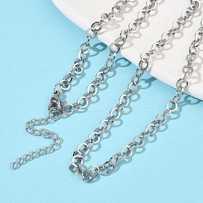 304 Stainless Steel Rolo Chain Necklaces NJEW-Z102-01P-1