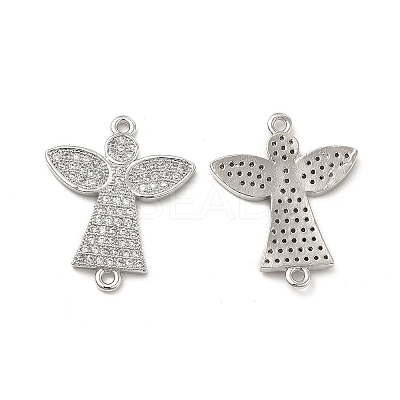 Brass Micro Pave Clear Cubic Zirconia Connector Charms KK-E068-VB265-1