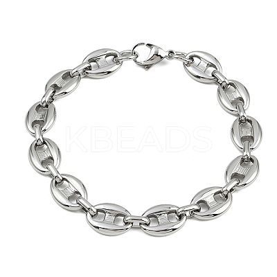 304 Stainless Steel Link Chain Bracelets for Women Men BJEW-Z143-25P-1