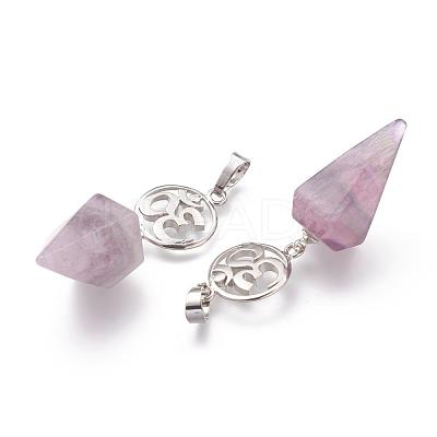 Natural Fluorite Pendants G-O194-01-1