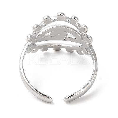 Tarnish Resistant 201 Stainless Steel Open Cuff Ring Rhinestone Settings RJEW-E063-40P-1