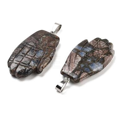 Natural Labradorite Carved Pendants G-K369-01P-01-1