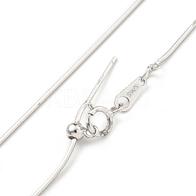 Rhodium Plated 925 Sterling Silver Square Snake Chain Necklaces NJEW-C052-01P-1