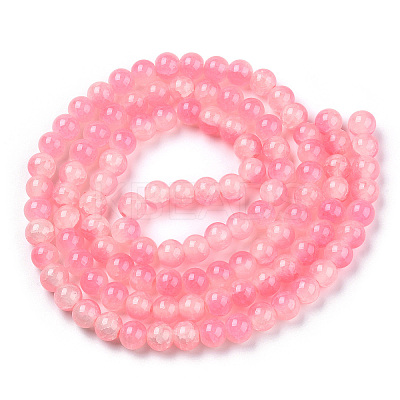 Crackle Baking Paint Imitation Jade Glass Beads Strands DGLA-T003-10mm-02-1