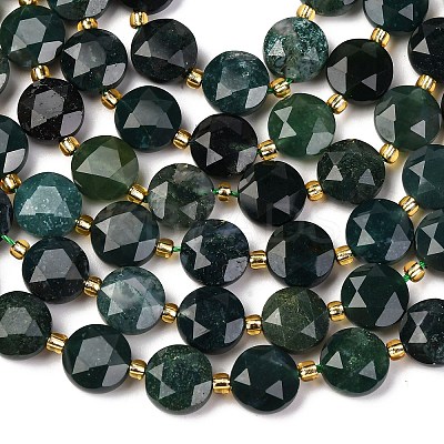 Natural Moss Agate Beads Strands G-C116-A92-01-1