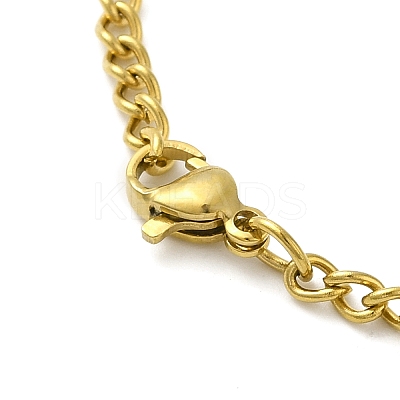 201 Stainless Steel Curb Chain Rectangle with Dragon Pendant Necklaces for Women LS-NJEW-M008-03G-1