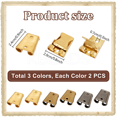6Pcs 3 Colors Zinc Alloy Bolo Tie Slider Clasps FIND-PH0023-92A-1