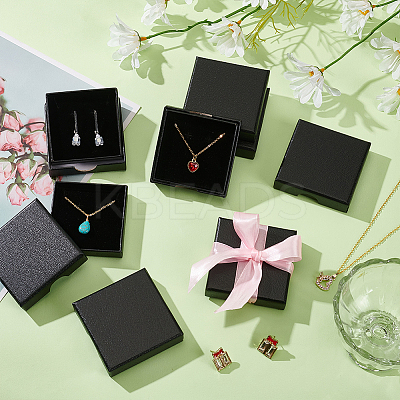 Lichee Textured Cardboard Jewelry Boxes CON-WH0089-100-1