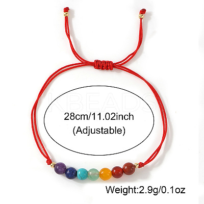 7 Chakra Round Gemstone Braided Bead Adjustable Nylon Cord Bracelets for Daily Wear QK8990-1