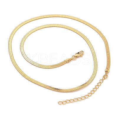 Brass Flat Snake Chain Necklaces for Women NJEW-U011-14G-1