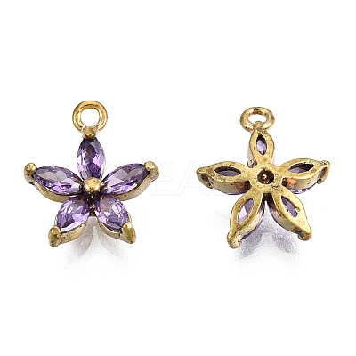 Brass Inlaid Purple Cubic Zirconia Charms LS-KK-Q669-28U-01-1