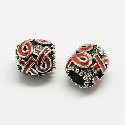 Alloy Awareness Ribbon Enamel European Beads MPDL-R036-18-1