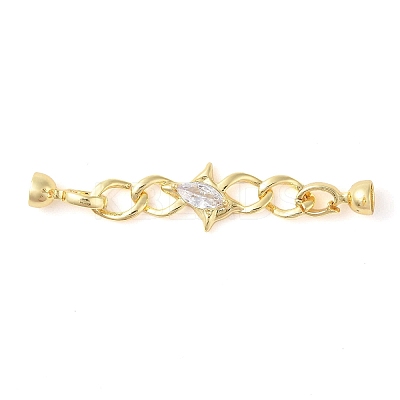 Rack Plating Brass Pave Clear Cubic Zirconia Fold Over Clasps KK-S384-16G-1