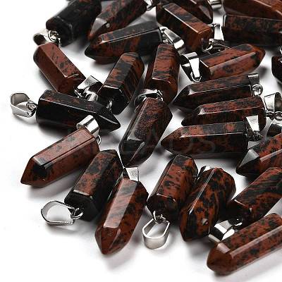 Natural Mahogany Obsidian Pendants G-Z067-07P-17-1