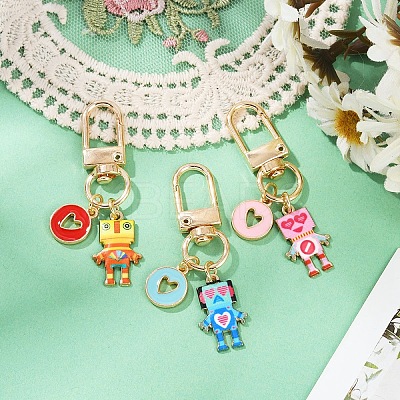 Robot Alloy Enamel Pendant Decoration HJEW-YW00068-1