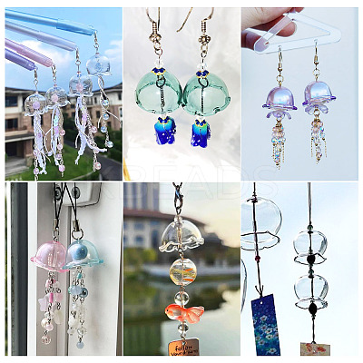 6 Sets 6 Colors Transparent Glass Bead Caps GLAA-BY0001-06-1