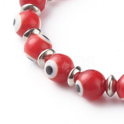 Handmade Evil Eye Lampwork Beaded Stretch Bracelets BJEW-JB06466-1