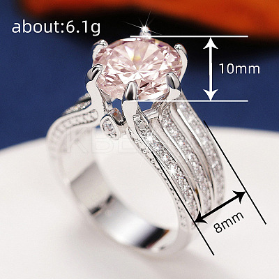 Brass Micro Pave Cubic Zirconia Finger Rings for Women FS-WGB56BB-20-1