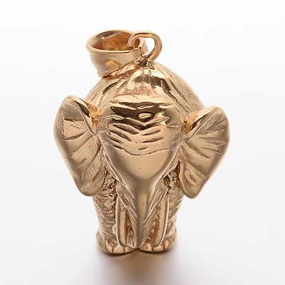 304 Stainless Steel Elephant Pendants STAS-E094-09G-1