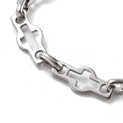 304 Stainless Steel Cross Link Chains Bracelets for Men & Women BJEW-D042-41P-1