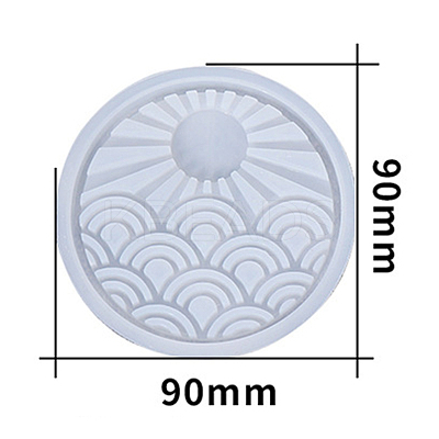 DIY Flat Round with Sun & Wave Cup Mat Food Grade Silicone Molds SIMO-PW0001-124A-1