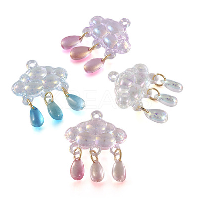8PCS 4Colors Acrylic & Handmade Gold Sand Lampwork Pendants PALLOY-TA0002-45-1