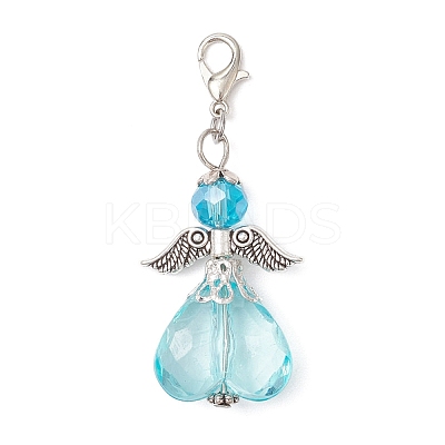 Heart Angel Glass & Acrylic Pendant Decorations HJEW-JM03754-1