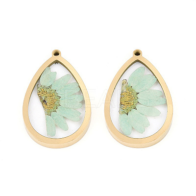 304 Stainless Steel Epoxy Resin Pendants STAS-T072-18-1