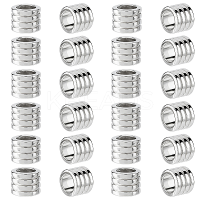 24Pcs Grooved Stainless Steel European Beads STAS-HS0001-81B-1