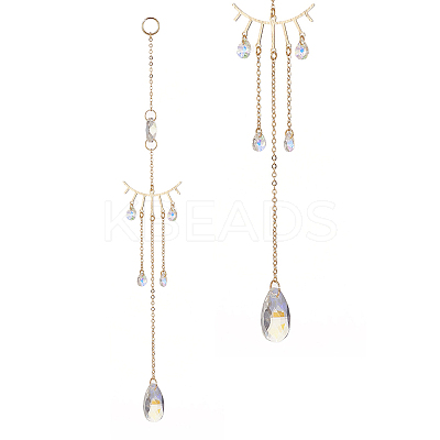 AB Color Glass Teardrop Window Hanging Suncatchers HJEW-JM00921-1