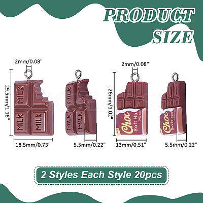 40Pcs 2 Styles Resin Pendants RESI-ME0001-48-1