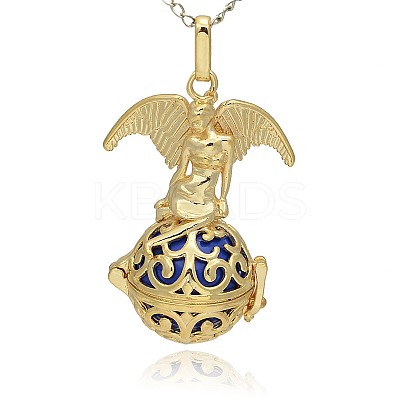 Golden Tone Brass Hollow Round Cage Pendants KK-J242-10G-1