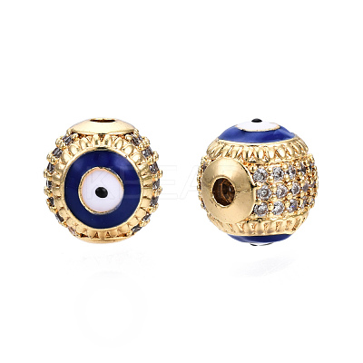 Brass Micro Pave Cubic Zirconia Beads KK-N227-88B-1