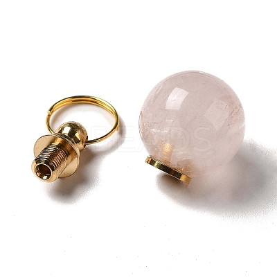 Natural Rose Quartz Openable Perfume Bottle Pendants G-A026-02B-1