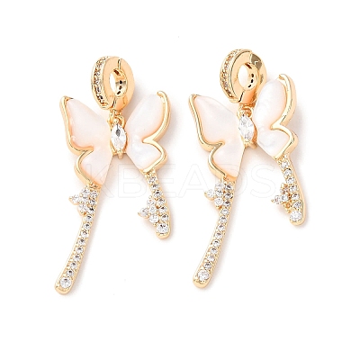 Brass Micro Pave Clear Cubic Zirconia Pendants KK-Z142-05G-1