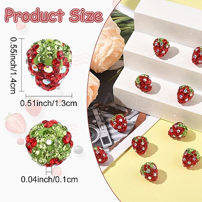 10Pcs Clay Polymer Rhinestone Beads RB-YW0001-28-1
