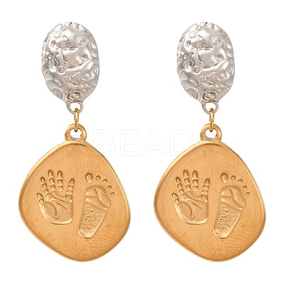 304 Stainless Steel Two Tone Dangle Stud Earrings EJEW-Q044-02G-1