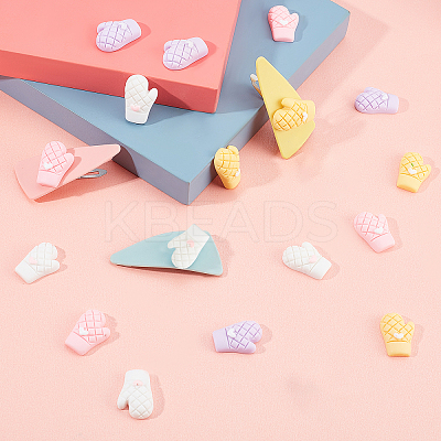 24pcs 4 Colors Resin Cabochons RESI-SC0001-83-1