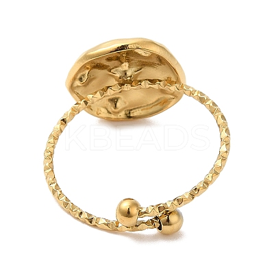 Ion Plating(IP) 304 Stainless Steel Flat Round Open Cuff Ring Settings for Rhinestone RJEW-M149-33G-1