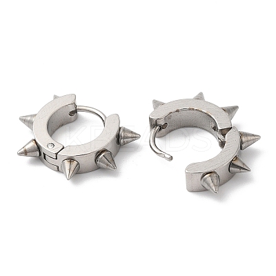 Tarnish Resistant 201 Stainless Steel Spike Hoop Earrings with 304 Stainless Steel Pins EJEW-A098-04P-1