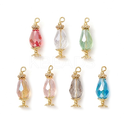 7Pcs Electroplate Glass Pendants PALLOY-JF03568-S-1